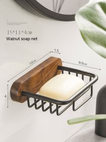 Wash Basin Walnut Soap Dish Wall-mounted Punch-free (Option: Single Soap Dish)