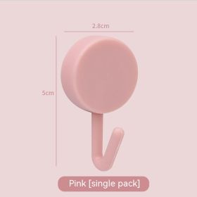 Plastic Kitchen Bathroom Hook Punch-free Hook Power Post Seamless Behind The Door Wall Coat And Hat Hook Self-adhesive Hook (Option: Pink Single Pack)