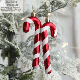 Christmas Decorations Ice Cream Snowman House Five-pointed Star Small Crutch Combination Ornaments (Option: Gift Stick Pendant2)