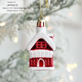 Christmas Decorations Ice Cream Snowman House Five-pointed Star Small Crutch Combination Ornaments (Option: House2)