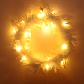 White Feather Home Decoration Wreath (Option: White Feather Garland-Glow)