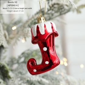 Christmas Decorations Ice Cream Snowman House Five-pointed Star Small Crutch Combination Ornaments (Option: Boots Pendant2)