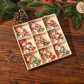 Christmas Jiugongge 18PCs Wooden Pendant Doll Decorations (Option: QJ93 Genie)