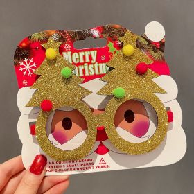 Christmas Glasses Frame Female Elk Dress Up Gift Party Glasses (Option: Gold Glitter Christmas Tree)