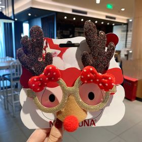 Christmas Glasses Frame Female Elk Dress Up Gift Party Glasses (Option: Red Nose Antlers Coffee Color)