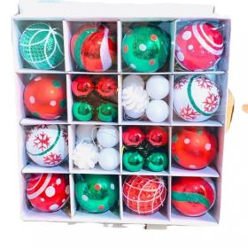 Christmas Tree Decorations Pendant Color Glossy Christmas Ball (Option: Red White And Green 42PCs)