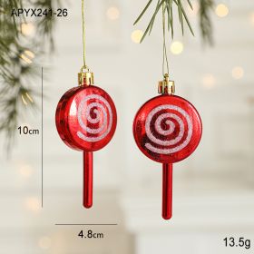 Christmas New Decorations Santa Claus Donut Camera Owl Red Shaped Decorative Small Pendant (Option: Lollipop2)