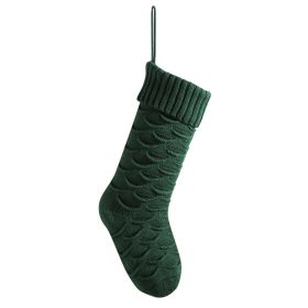 Christmas Gift Bag Decorative Socks Knitted Hanging Decoration (Option: Dark Green)