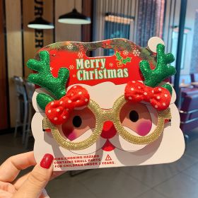 Christmas Glasses Frame Female Elk Dress Up Gift Party Glasses (Option: Bow Antlers Glasses Green)