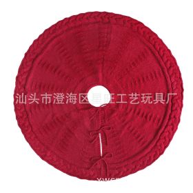 Christmas Knitted Tree Skirt Red Decorations (Color: Red)