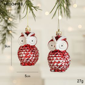 Christmas New Decorations Santa Claus Donut Camera Owl Red Shaped Decorative Small Pendant (Option: 2 Owl)