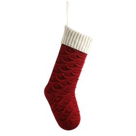 Christmas Gift Bag Decorative Socks Knitted Hanging Decoration (Option: Purple Red Body White)