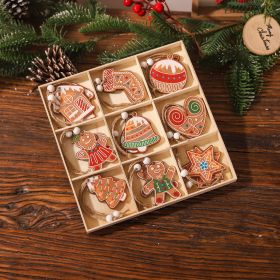 Christmas Jiugongge 18PCs Wooden Pendant Doll Decorations (Option: QJ95 Gingerbread Man)