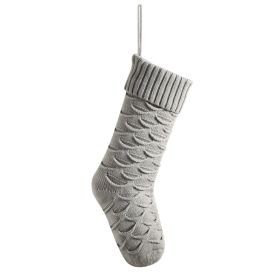 Christmas Gift Bag Decorative Socks Knitted Hanging Decoration (Option: Silver Gray)