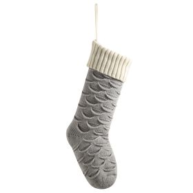 Christmas Gift Bag Decorative Socks Knitted Hanging Decoration (Option: Silver Gray Ivory White)