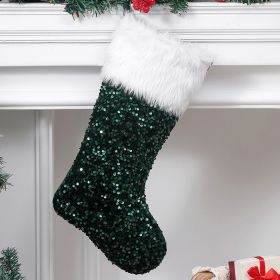 Christmas Holiday Decorations Sequined Plush Socks (Option: Green Sequined Socks)