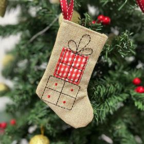 Christmas Decorative Linen Embroidered Socks Pendant (Option: Gift Box Type A)