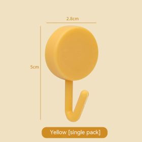 Plastic Kitchen Bathroom Hook Punch-free Hook Power Post Seamless Behind The Door Wall Coat And Hat Hook Self-adhesive Hook (Option: Yellow Single Pack)