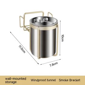 Wall-mounted Ashtray Stainless Steel (Option: Golden Cigarette Holder)