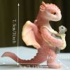 1pc Miniature Fairy Garden Figurines, Cute Resin Dragon Statue, Mini Dragon Reading Figurine, Mini Pink Dragon And Baby Statue, Fairy Garden Decor, Fo