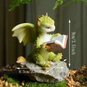 1pc Miniature Fairy Garden Figurines, Cute Resin Dragon Statue, Mini Dragon Reading Figurine, Mini Pink Dragon And Baby Statue, Fairy Garden Decor, Fo (Items: Dragon Reading On Stone)