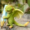 1pc Miniature Fairy Garden Figurines, Cute Resin Dragon Statue, Mini Dragon Reading Figurine, Mini Pink Dragon And Baby Statue, Fairy Garden Decor, Fo