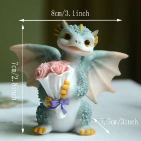 1pc Miniature Fairy Garden Figurines, Cute Resin Dragon Statue, Mini Dragon Reading Figurine, Mini Pink Dragon And Baby Statue, Fairy Garden Decor, Fo (Items: Dragon Bouquet)