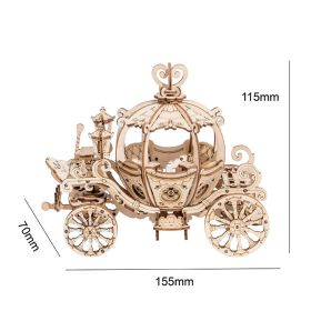 New Wooden Diy Assembled Three-Dimensional Puzzle Model Pumpkin Car Ferris Wheel Carousel Sailboat Creative Assembly Ornaments (Color: 302)