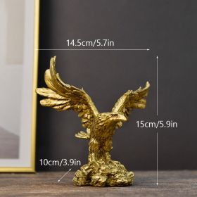 NORTHEUINS American Resin Golden Eagle Statue Art Animal Model Collection Ornament Home Office Desktop Feng Shui Decor Figurines (Color: Eagle XS)