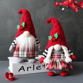 Braided Faceless Doll Plaid With Hat Forest Old Man Doll Plush Desktop Ornament (style: Beard)