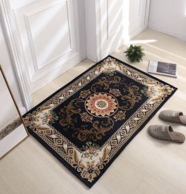 Thickened Absorbent Jacquard Carpet Dornier Woven Living Room Bathroom Rug Kitchen Non-slip Home Entry Floor Door Mat Red Brown (Color: Navy Blue, size: 45CMx70CM)