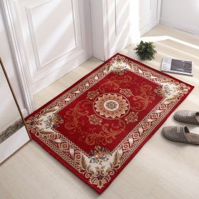 Thickened Absorbent Jacquard Carpet Dornier Woven Living Room Bathroom Rug Kitchen Non-slip Home Entry Floor Door Mat Red Brown (Color: Red, size: 60CMx90CM)