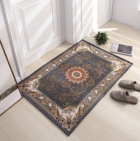 Thickened Absorbent Jacquard Carpet Dornier Woven Living Room Bathroom Rug Kitchen Non-slip Home Entry Floor Door Mat Red Brown (Color: Grey, size: 45CMx70CM)