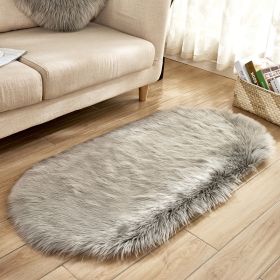 Fluffy 6cm Plush Carpet Fuzzy Wool Floor Mat Multicolor Oval Soft Living Room Bedroom Aldult Boys Girls Home Decor Cute Fashion (Color: light grey, size: 40*60cm)