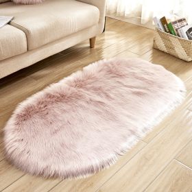 Fluffy 6cm Plush Carpet Fuzzy Wool Floor Mat Multicolor Oval Soft Living Room Bedroom Aldult Boys Girls Home Decor Cute Fashion (Color: light pink, size: 60*90cm)