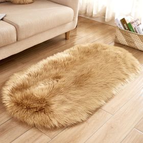 Fluffy 6cm Plush Carpet Fuzzy Wool Floor Mat Multicolor Oval Soft Living Room Bedroom Aldult Boys Girls Home Decor Cute Fashion (Color: Brown, size: 100*180cm)