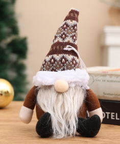 Christmas Decoration Supplies Knitted Hat Spherical Forest Old Man Pendant Creative Doll Pendant Tree Pendant (select: brown)