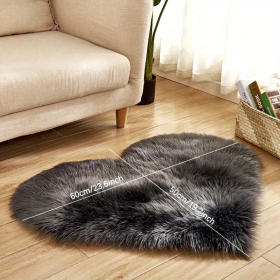 1pc Heart-Shaped Faux Sheepskin Area Rug - Soft and Plush Carpet for Home, Bedroom, Nursery, and Kid's Room - Perfect for Home Decor and Comfort (Color: Dark Gray, size: 19.69*23.62inch)