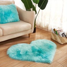 1pc, Fluffy Shaggy Area Rug, Solid Color PV Velvet Carpet, Plush Heart Shape Rug For Valentine's Day Wedding Anniversary Home Floor Decor, For Living (Color: light blue, size: 19.69*23.62inch)