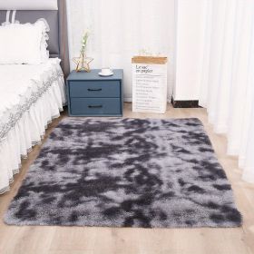 1pc, High Pile Tie-Dyed Shaggy Rug for Living Room and Bedroom - Fire Retardant, Machine Washable, Anti-Skid, Faux Fur, Plush Carpet - Perfect for Nur (Color: Tie-dye Dark Gray, size: 62.99*78.74inch)