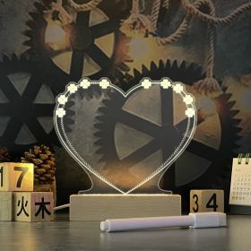 Creative Note Board Creative Led Night Light USB Message Board Holiday Light With Pen Gift For Children Girlfriend Decoration Night Lamp (Type: Heart shape)