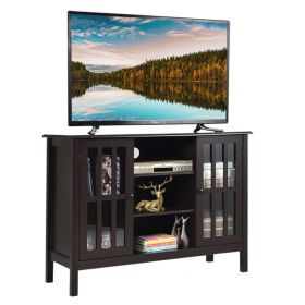 Wooden TV Stand Console Cabinet for 50 Inches TV (Color: Brown)