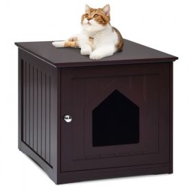 Modern Design Weatherproof Multi-Function Cat House Sidetable Nightstand (Color: Brown, Type: Nightstand)