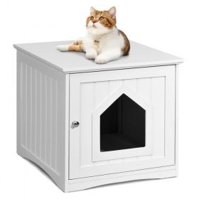 Modern Design Weatherproof Multi-Function Cat House Sidetable Nightstand (Color: White, Type: Nightstand)