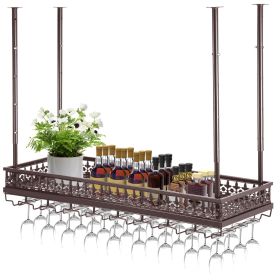 VEVOR Ceiling Wine Glass Rack, Hanging Wine Glass Rack, 18.9-35.8 inches Height Adjustable Hanging Wine Rack Cabinet, Black Wall-Mounted Wine Glass Ra (Load Capacity: 33 lbs / 15 kg, Shelf Dimensions: 35.8 x 13 x 41.7 inch / 91 x 33 x 106 cm)