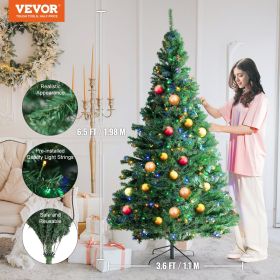 VEVOR Christmas Tree, Full Holiday Xmas Tree with LED Lights, Metal Base for Home Party Office Decoration (LED Type: Multi-color LED Lights, Product Size: 3.6 x 6.5 ft / 1.1 x 1.98 m)