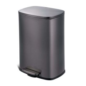 13.2 Gallon Trash Can, Rectangular Step On Kitchen Trash Can (Color: Black)