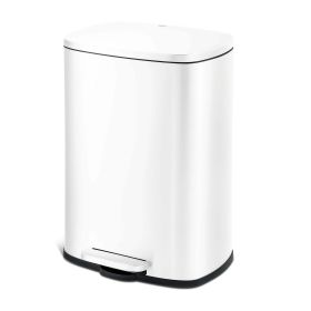 13.2 Gallon Trash Can, Rectangular Step On Kitchen Trash Can (Color: White)