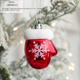 Christmas Decorations Ice Cream Snowman House Five-pointed Star Small Crutch Combination Ornaments (Option: Gloves Pendant2)