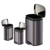 Rectangular Step Garbage Can 3 Piece Combo, 13.2 gal , Two 1.3 gal, Stainless Steel